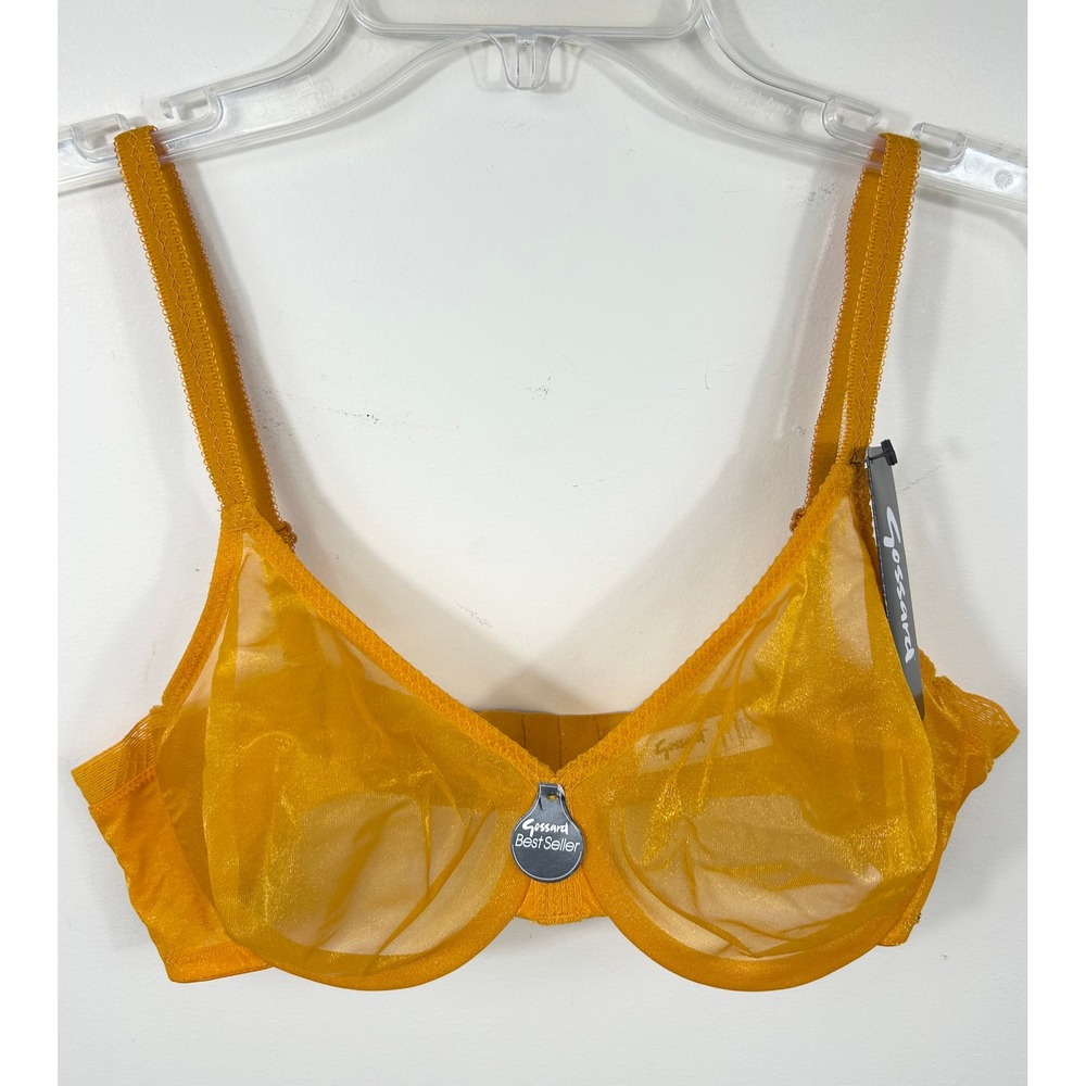 Gossard Glossies Bra 38B Mango Sorbet Sheer Shimmer Underwire Moulded Non Padded